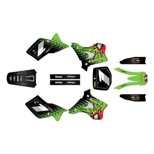 kawasaki kx125 graphics kit 1995-1998 lancaster series green