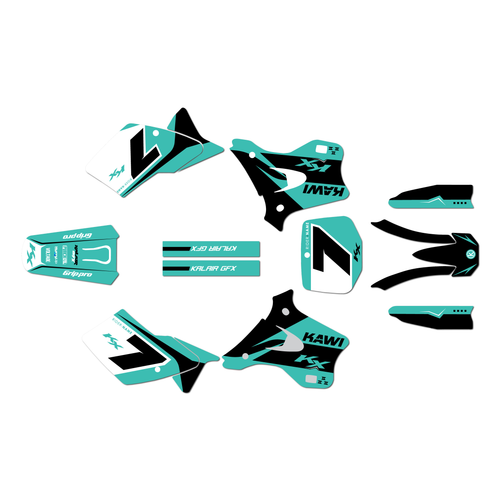kawasaki kx125 graphics kit 1995-1998 legend series teal