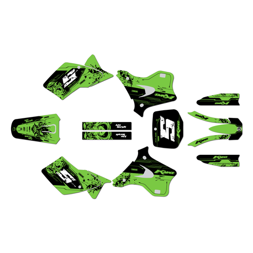 kawasaki kx250 graphics kit 1995-1998 night-city series green