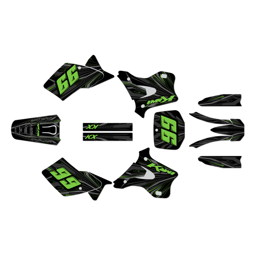 kawasaki kx250 graphics kit 1995-1998 prime series green-shift