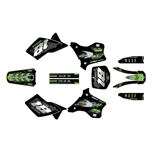 kawasaki kx250 graphics kit 1995-1998 rebel series green