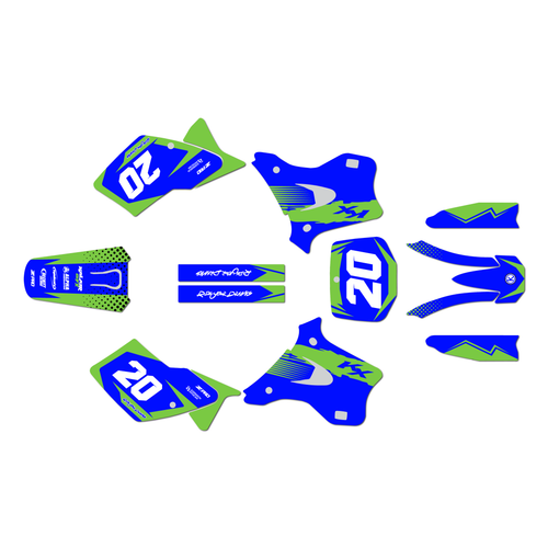 kawasaki kx250 graphics kit 1995-1998 spear series blue