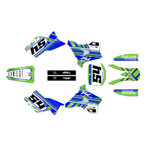 kawasaki kx250 graphics kit 1995-1998 split series blue