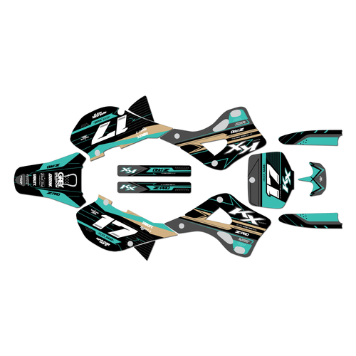 kawasaki kx250 graphics kit 1999-2002 axis series teal