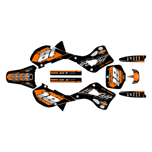 kawasaki kx125 graphics kit 1999-2002 rebel series orange