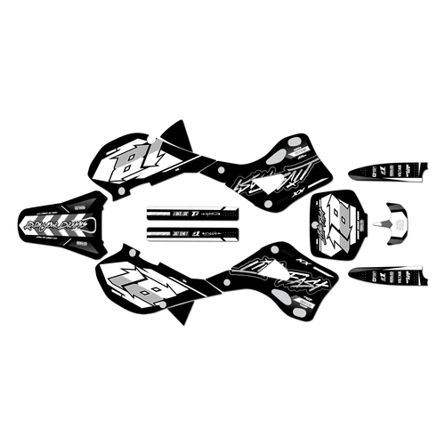 kawasaki kx125 graphics kit 1999-2002 rebel series white