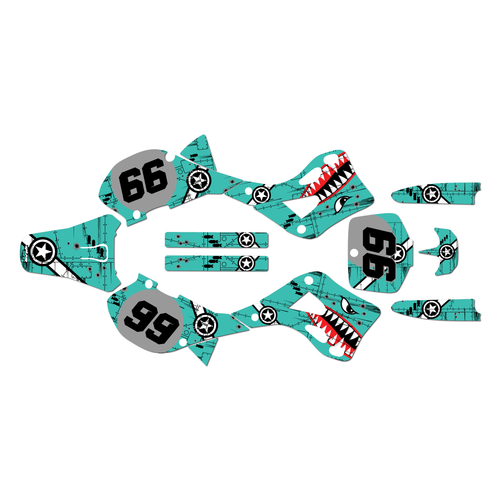 kawasaki kx250 graphics kit 1999-2002 predator series teal
