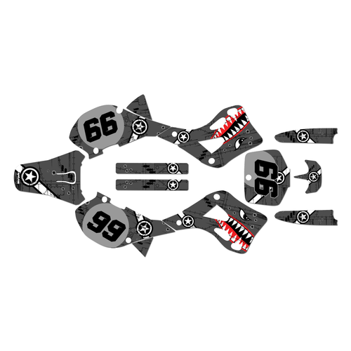 kawasaki kx250 graphics kit 1999-2002 predator series grey