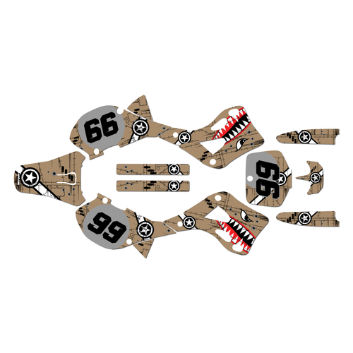 kawasaki kx250 graphics kit 1999-2002 predator series tan