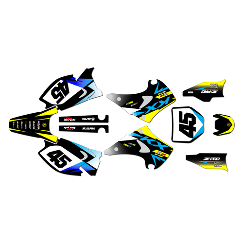 kawasaki kx125 graphics kit 2003-2008 division series yellow