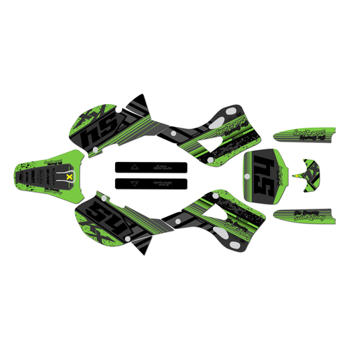 kawasaki kx250 graphics kit 1999-2002 split series green-shift