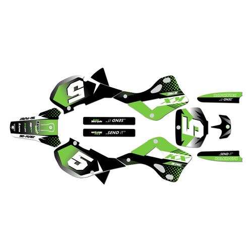 kawasaki kx250 graphics kit 1999-2002 turbo series green
