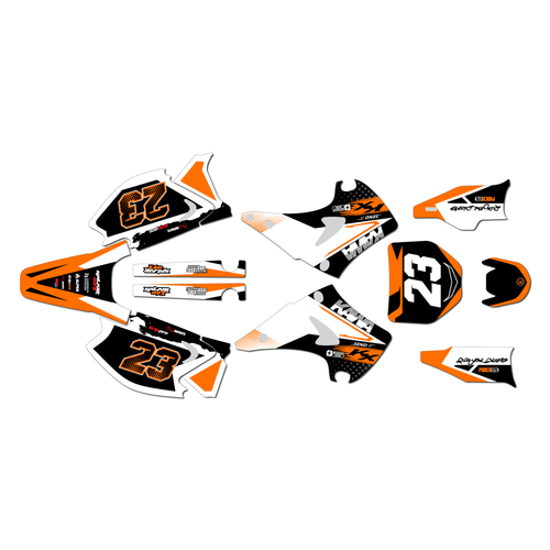 kawasaki kx250 graphics kit 2003-2008 evader series orange