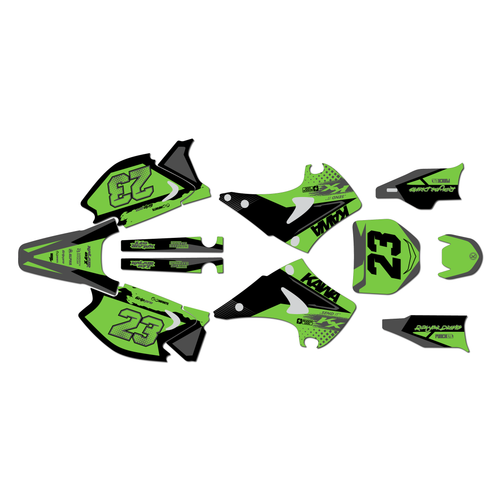 kawasaki kx250 graphics kit 2003-2008 evader series green-shift