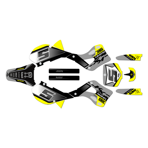 kawasaki kx250 graphics kit 1999-2002 venom series yellow