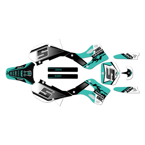 kawasaki kx250 graphics kit 1999-2002 venom series teal