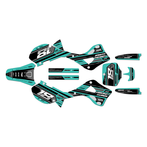 kawasaki kx125 graphics kit 1999-2002 warrior series teal