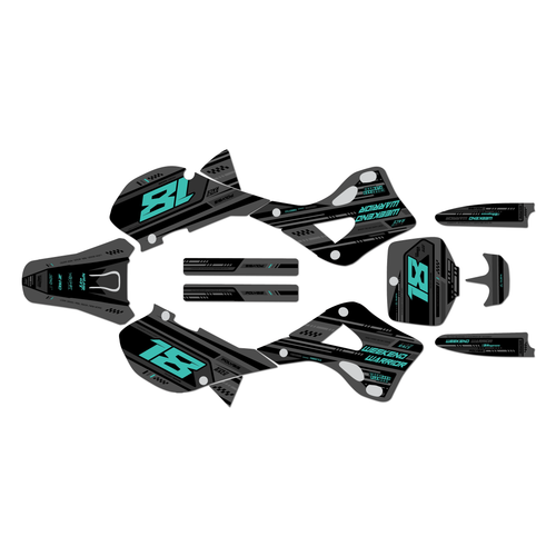 kawasaki kx125 graphics kit 1999-2002 warrior series teal-shift