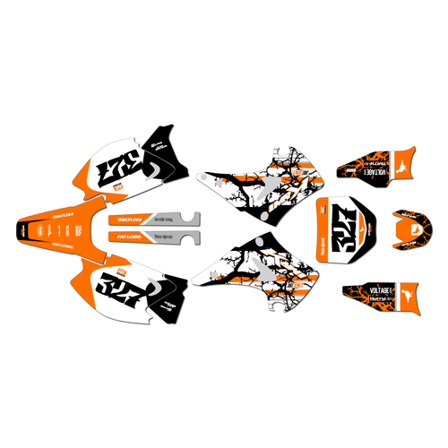 kawasaki kx250 graphics kit 2003-2008 rail series orange