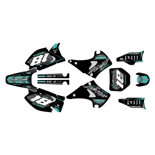 kawasaki kx125 graphics kit 2003-2008 rebel series teal