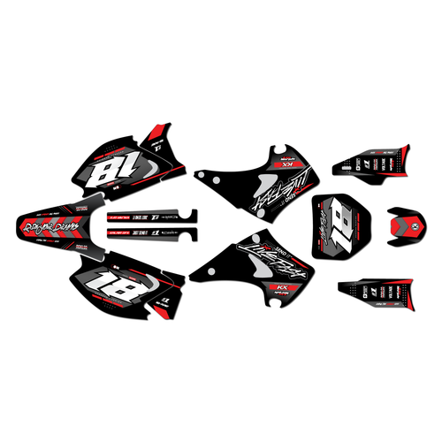 kawasaki kx125 graphics kit 2003-2008 rebel series red