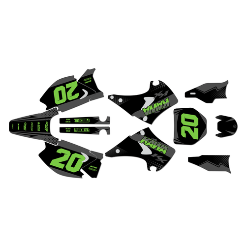 kawasaki kx125 graphics kit 2003-2008 spear series green-shift