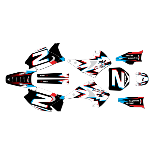 kawasaki kx250 graphics kit 2003-2008 vision series cyan