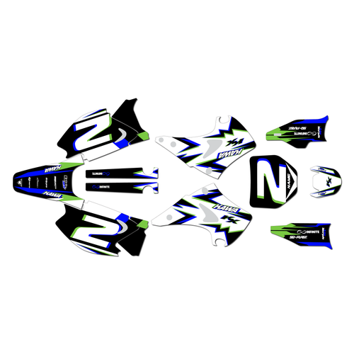 kawasaki kx250 graphics kit 2003-2008 vision series green