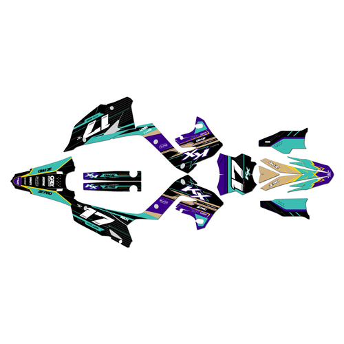 kawasaki kx125p graphics kit 2003-2008 axis series teal