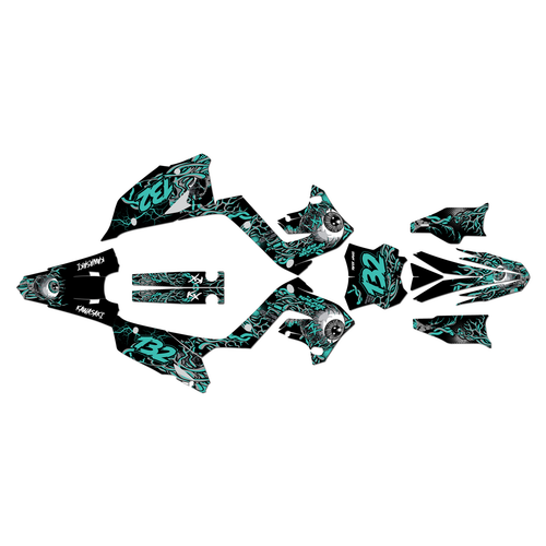 kawasaki kx250p graphics kit 2003-2008 core series teal