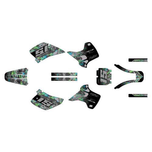 kawasaki kx250 graphics kit 1992-1993 cyberware series lime