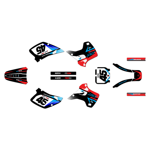 kawasaki kx250 graphics kit 1992-1993 division series red