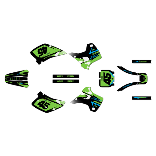 kawasaki kx250 graphics kit 1992-1993 division series green-shift