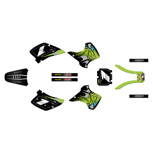 kawasaki kx250 graphics kit 1992-1993 lancaster series lime