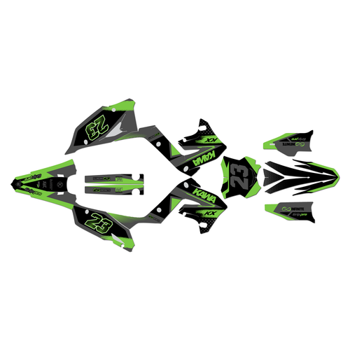 kawasaki kx125p graphics kit 2003-2008 evader series green-shift