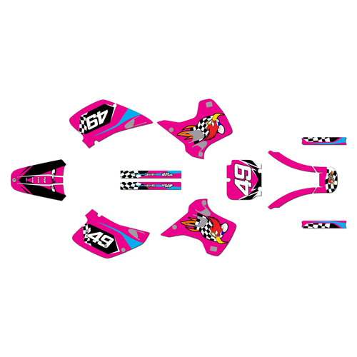kawasaki kx250 graphics kit 1992-1993 pecker series magenta