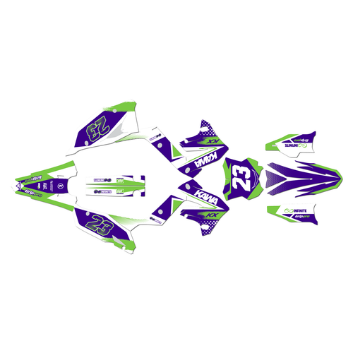 kawasaki kx250p graphics kit 2003-2008 evader series purple
