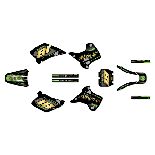 kawasaki kx250 graphics kit 1992-1993 rebel series gold