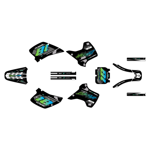 kawasaki kx250 graphics kit 1992-1993 rebel series lime