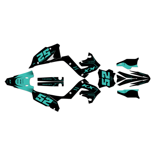 kawasaki kx250p graphics kit 2003-2008 ominous series teal