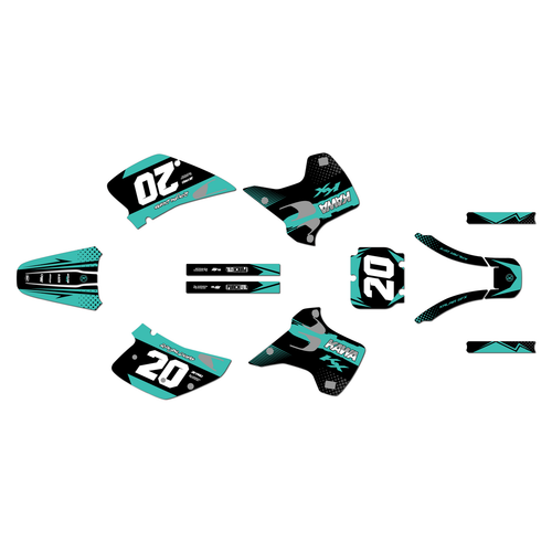 kawasaki kx250 graphics kit 1992-1993 spear series teal
