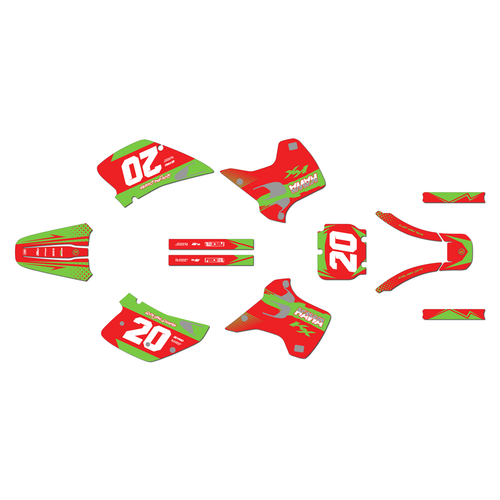 kawasaki kx250 graphics kit 1992-1993 spear series red