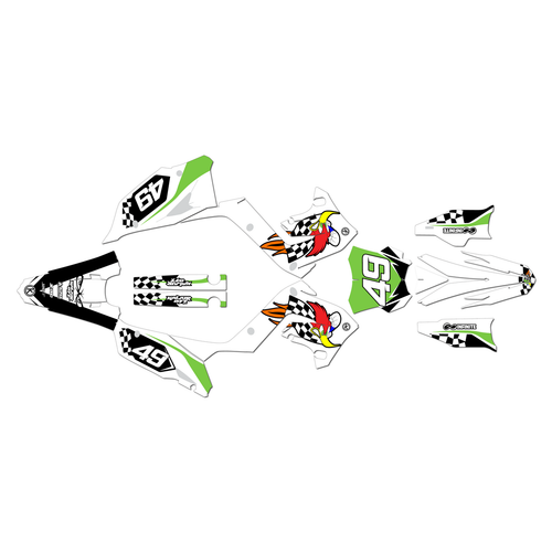 kawasaki kx250p graphics kit 2003-2008 pecker series white
