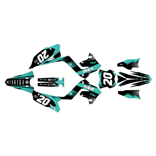 kawasaki kx125p graphics kit 2003-2008 spear series teal