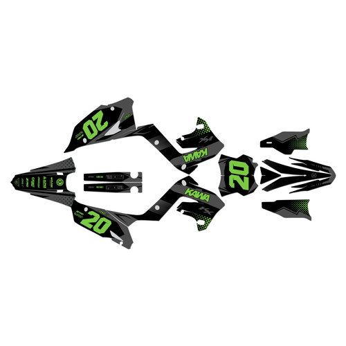 kawasaki kx250p graphics kit 2003-2008 spear series green-shift