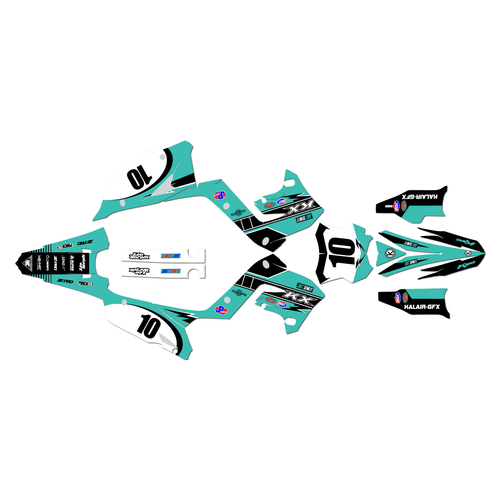 kawasaki kx250p graphics kit 2003-2008 speed series teal