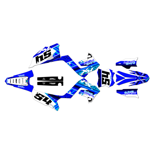 kawasaki kx250p graphics kit 2003-2008 split series cyan