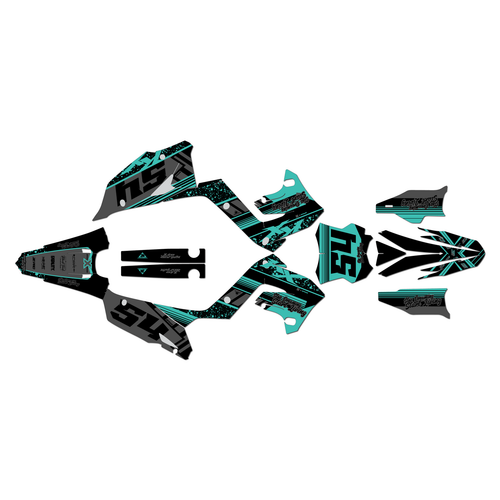 kawasaki kx125p graphics kit 2003-2008 split series teal
