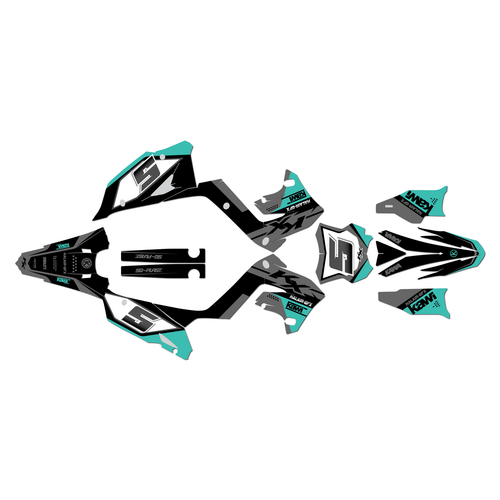kawasaki kx125p graphics kit 2003-2008 venom series teal