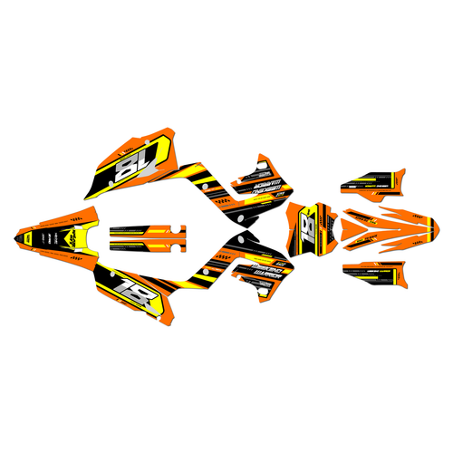 kawasaki kx250p graphics kit 2003-2008 warrior series orange